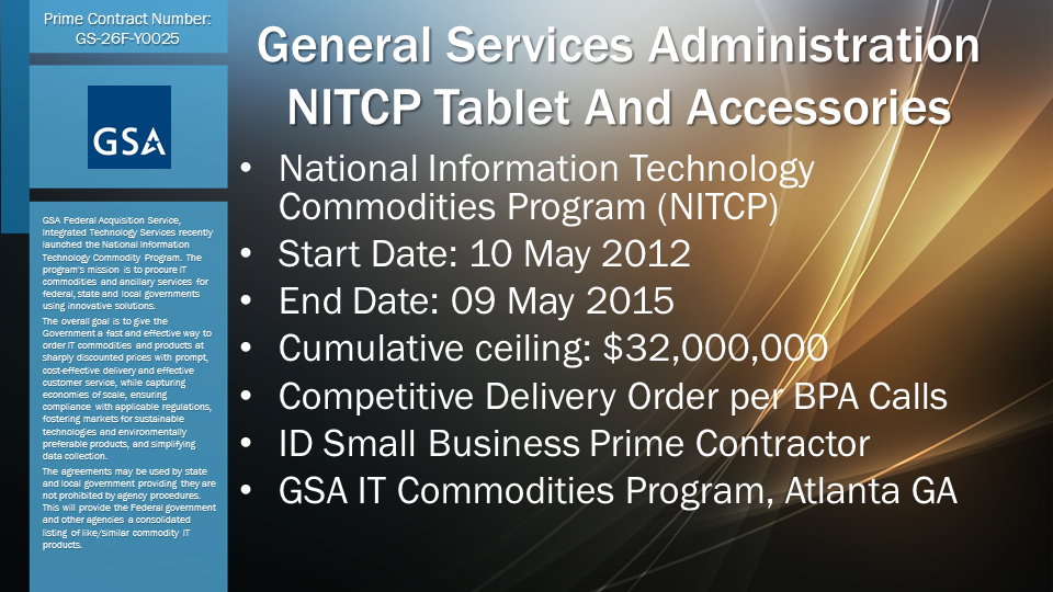 General Services Administration NITCP Tablet And Accessories