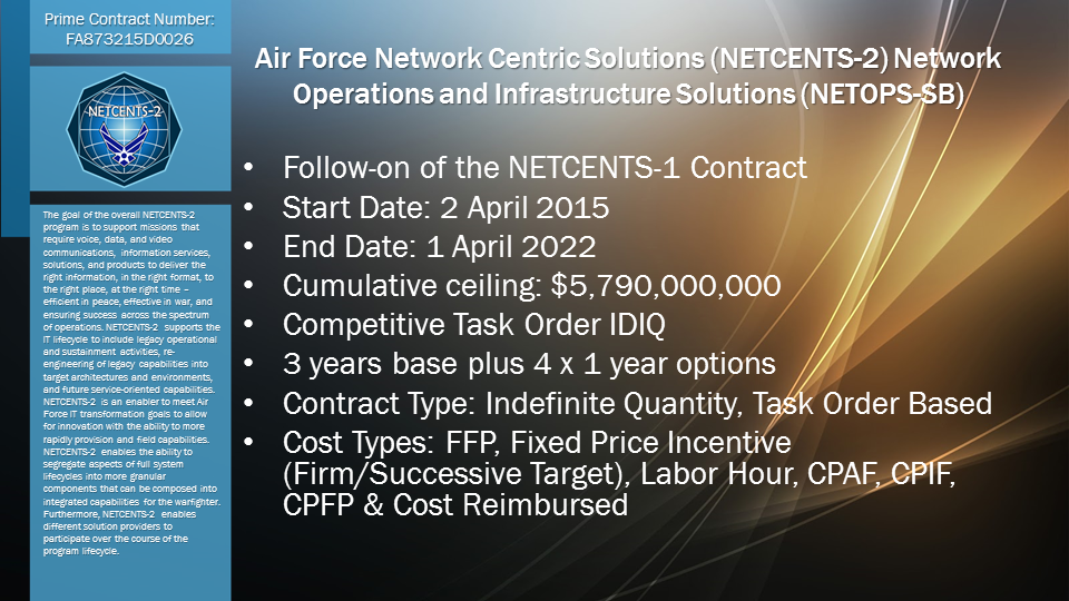 Air Force Network Centric Solutions (NETCENTS-2) Network Operations and Infrastructure Solutions (NETOPS-SB)