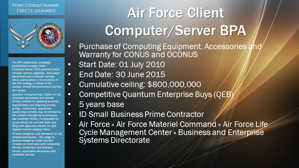 Air Force Client Computer/Server BPA