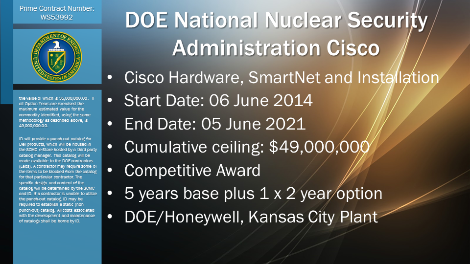 DOE National Nuclear Security Administration Cisco