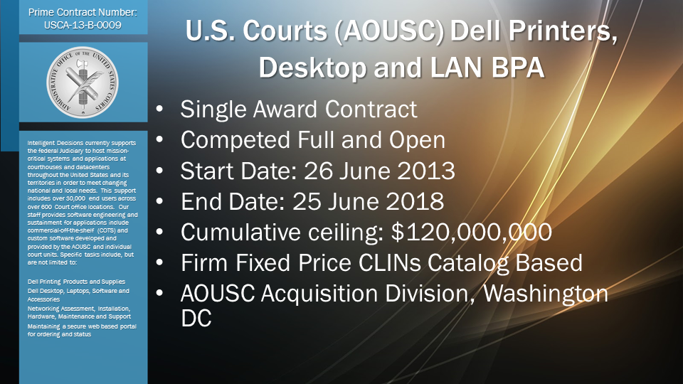 U.S. Courts (AOUSC) Dell Printers, Desktop and LAN BPA