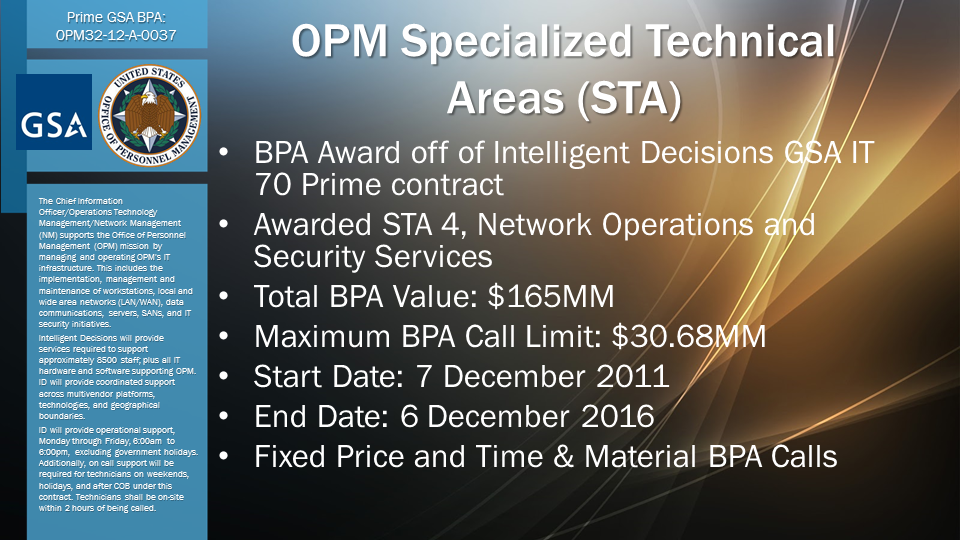 OPM Specialized Technical Areas (STA)