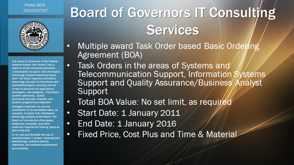 Board of Governors IT Consulting Services