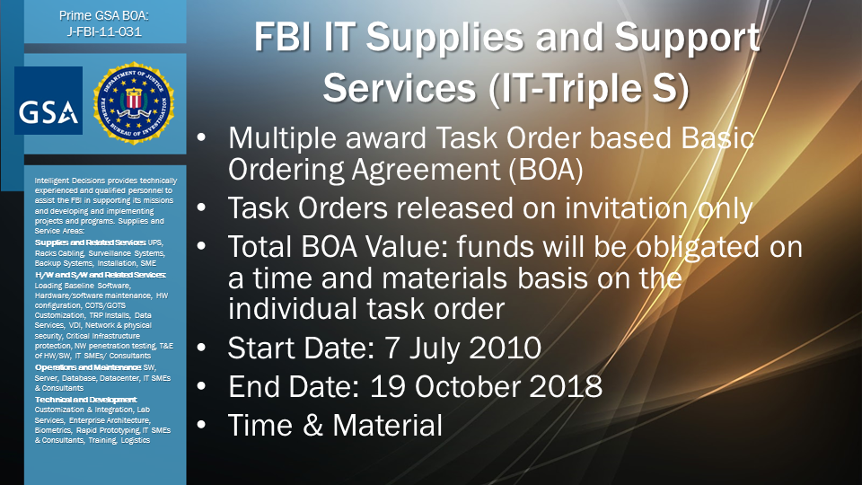 FBI IT Supplies and Support Services (IT-Triple S)