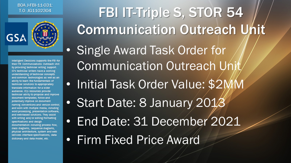 FBI IT-Triple S, STOR 54 Communication Outreach Unit