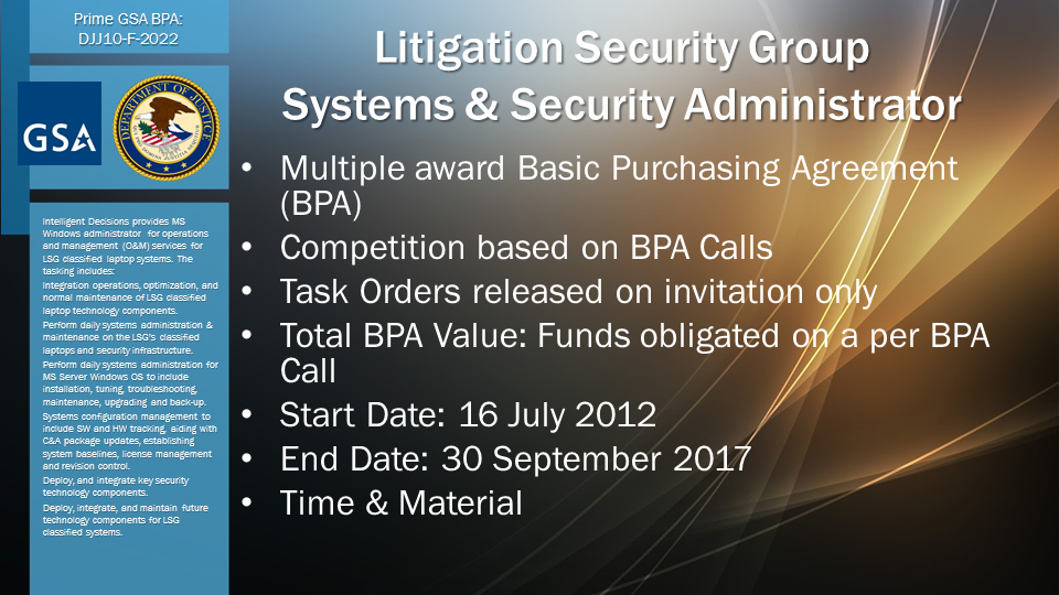 Litigation Security GroupSystems & Security Administrator