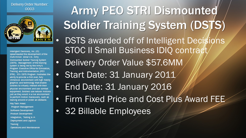 Army PEO STRI Dismounted Soldier Training System (DSTS)