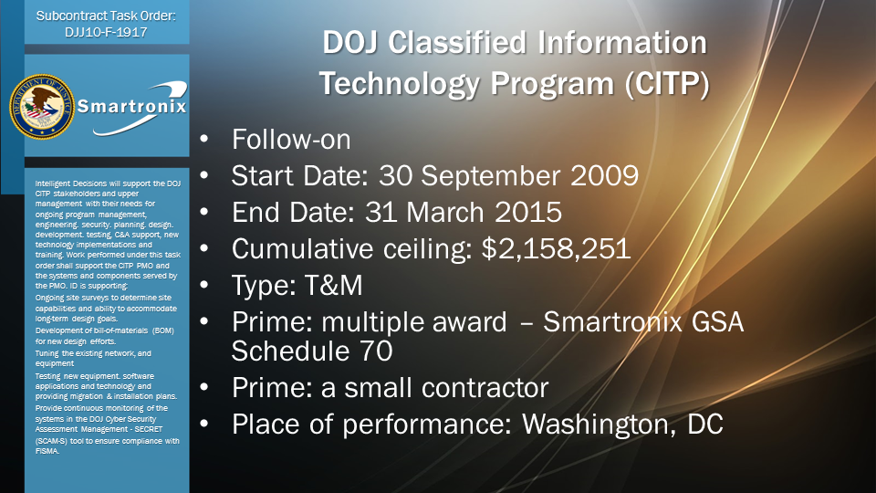 DOJ Classified InformationTechnology Program (CITP)