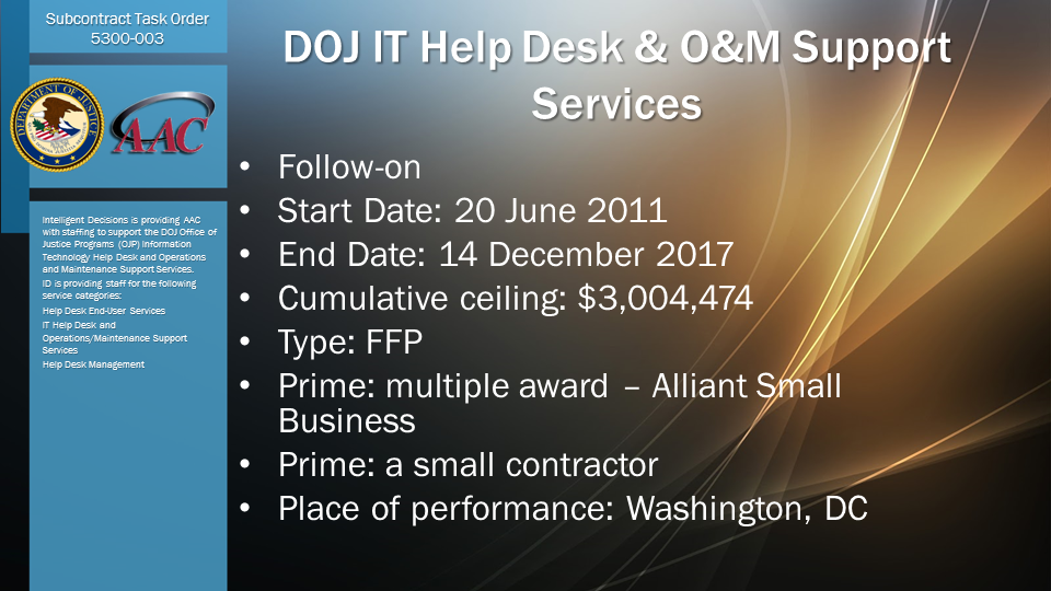 DOJ IT Help Desk & O&M Support Services